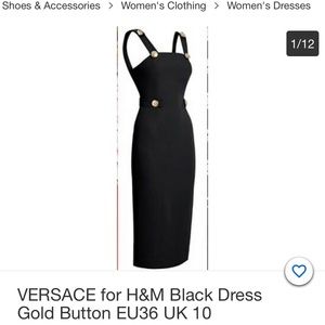 Versace H&M black dress with gold buttons